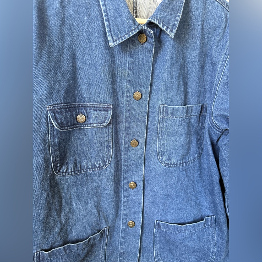 Vintage 90s Sag Harbor size medium oversized blue denim barn jacket - Picture 3 of 7